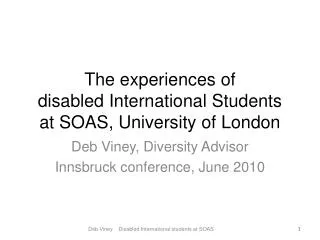 The experiences of disabled International Students at SOAS, University of London