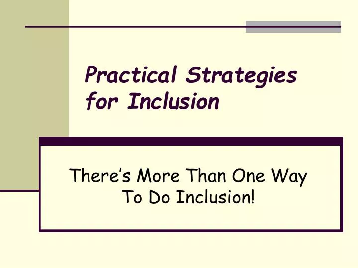 practical strategies for inclusion