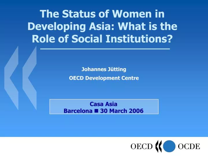 the status of women in developing asia what is the role of social institutions