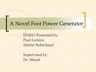 A Novel Foot Power Generator