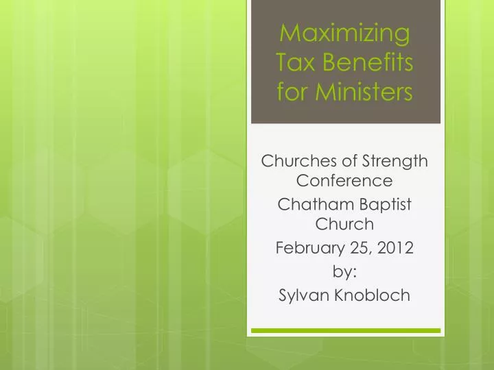 maximizing tax benefits for ministers