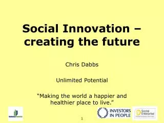 Social Innovation – creating the future