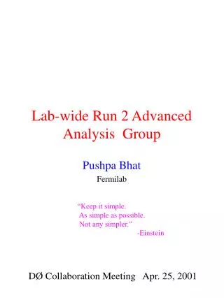 Lab-wide Run 2 Advanced Analysis Group