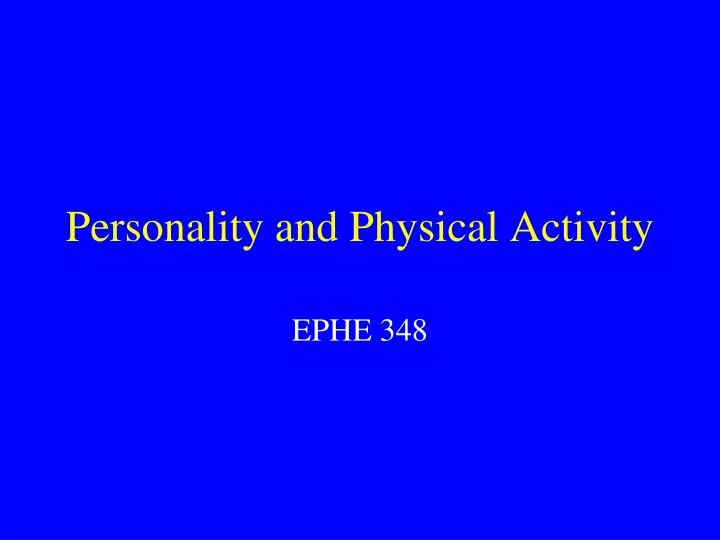 personality and physical activity