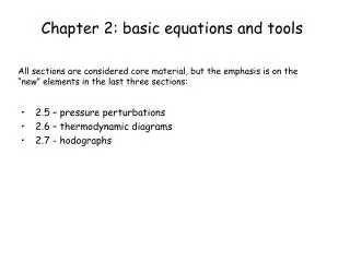Chapter 2: basic equations and tools