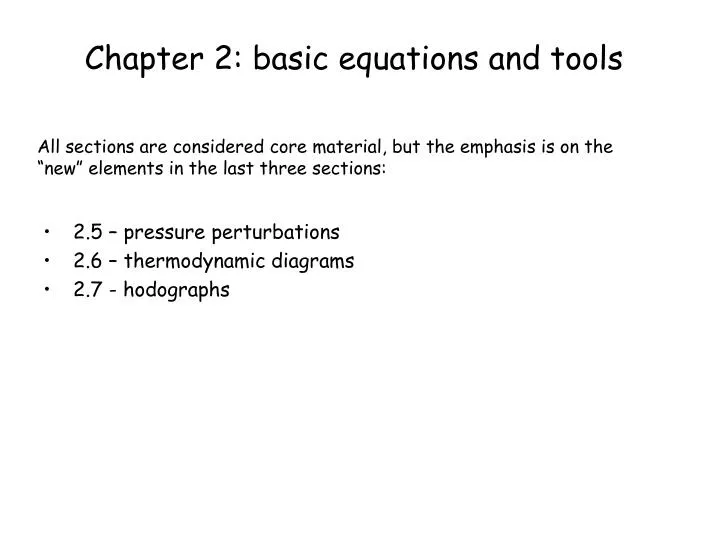 chapter 2 basic equations and tools