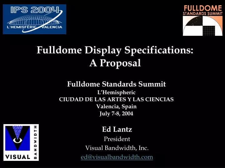 fulldome display specifications a proposal