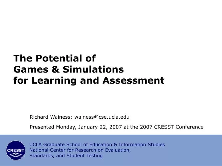 the potential of games simulations for learning and assessment