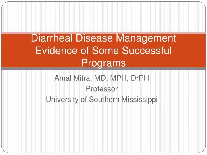 diarrheal disease management evidence of some successful programs
