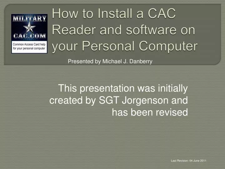 how to install a cac reader and software on your personal computer