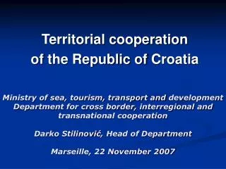 Territorial cooperation o f the Republic of Croatia