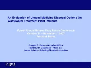 An Evaluation of Unused Medicine Disposal Options On Wastewater Treatment Plant Influents