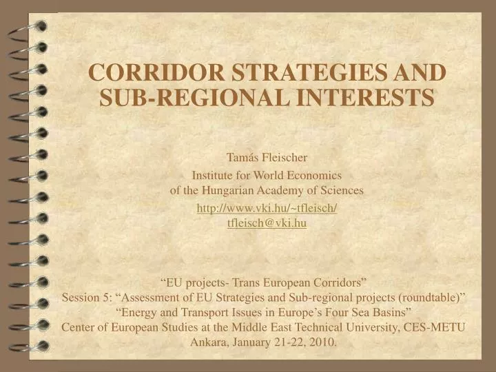 corridor strategies and sub regional interests