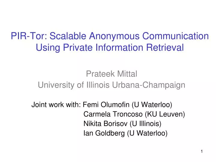 pir tor scalable anonymous communication using private information retrieval