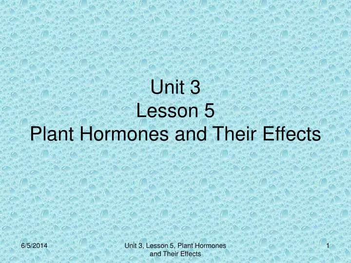 unit 3 lesson 5 plant hormones and their effects