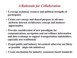 A Rationale for Collaboration