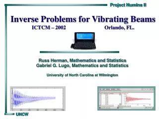 Inverse Problems for Vibrating Beams ICTCM – 2002 Orlando, FL.