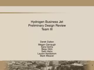 Hydrogen Business Jet Preliminary Design Review Team III