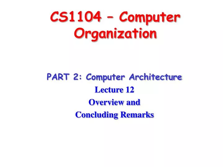cs1104 computer organization