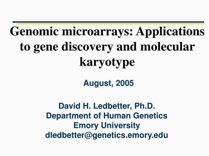 genomic microarrays applications to gene discovery and molecular karyotype