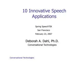 10 Innovative Speech Applications