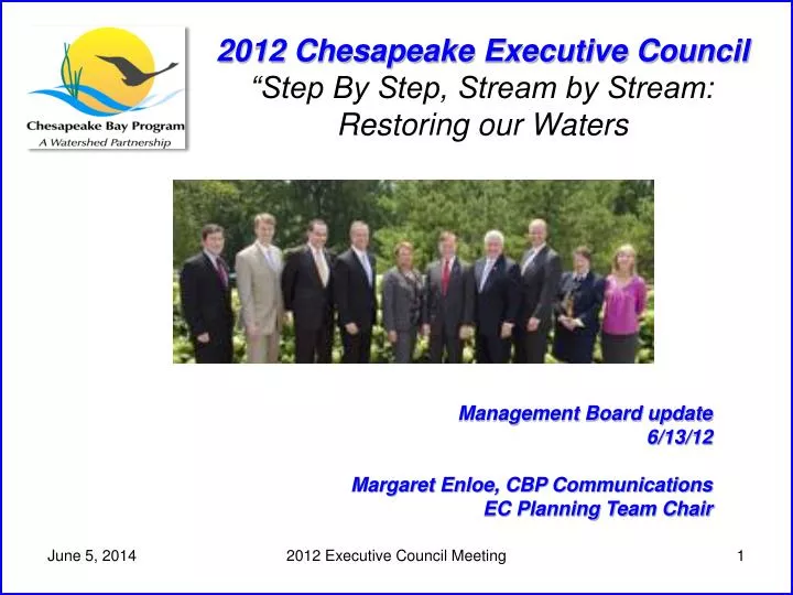 2012 chesapeake executive council step by step stream by stream restoring our waters