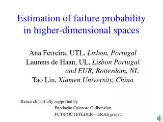 Estimation of failure probability in higher-dimensional spaces