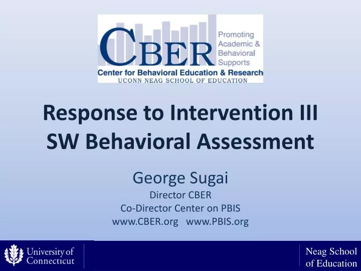 response to intervention iii sw behavioral assessment
