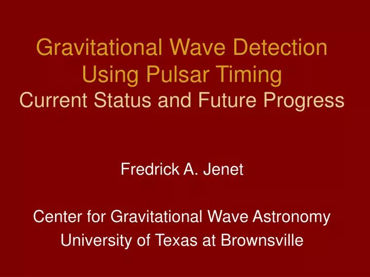 gravitational wave detection using pulsar timing current status and future progress