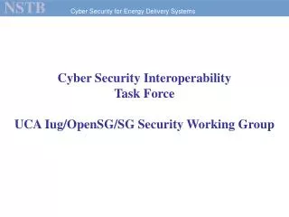 Cyber Security Interoperability Task Force UCA Iug/OpenSG/SG Security Working Group