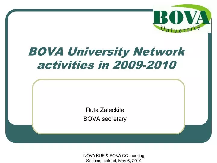 bova university network activities in 200 9 2010