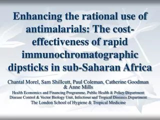 Enhancing the rational use of antimalarials: The cost-effectiveness of rapid immunochromatographic dipsticks in sub-Saha