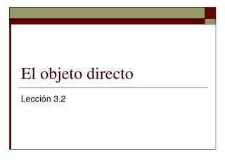 el objeto directo