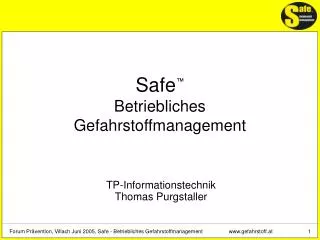 Safe ™ Betriebliches Gefahrstoffmanagement