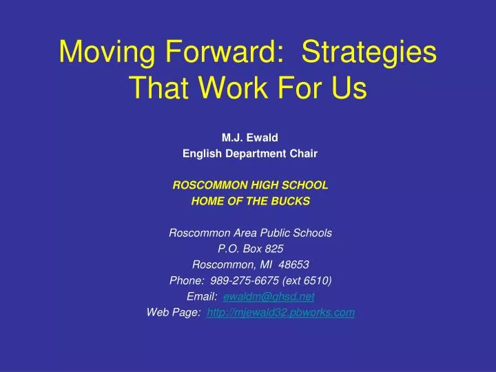 moving forward strategies that work for us
