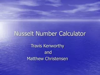 Nusselt Number Calculator