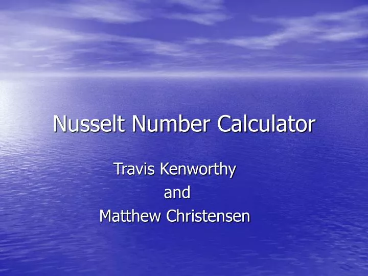 nusselt number calculator