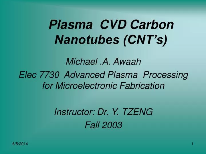 plasma cvd carbon nanotubes cnt s