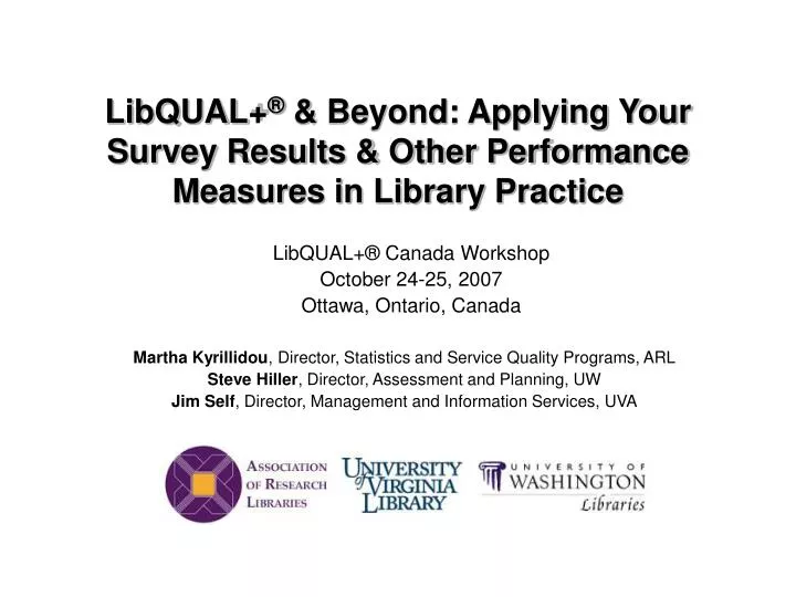 libqual beyond applying your survey results other performance measures in library practice