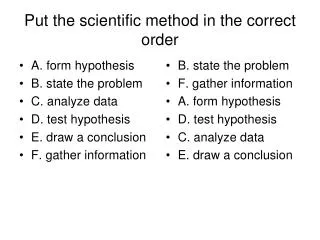 Put the scientific method in the correct order