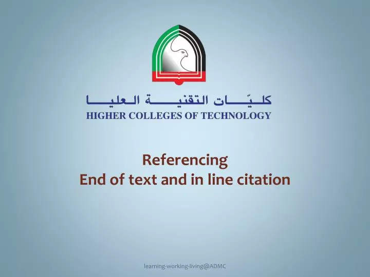 referencing end of text and in line citation