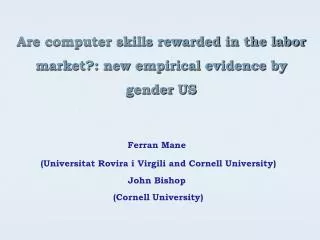Are computer skills rewarded in the labor market?: new empirical evidence by gender US