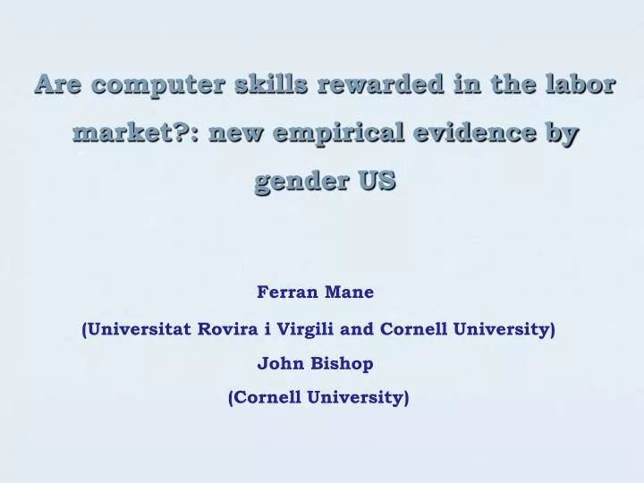 are computer skills rewarded in the labor market new empirical evidence by gender us