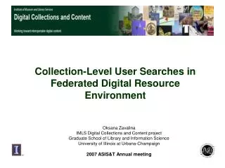 Collection-Level User Searches in Federated Digital Resource Environment