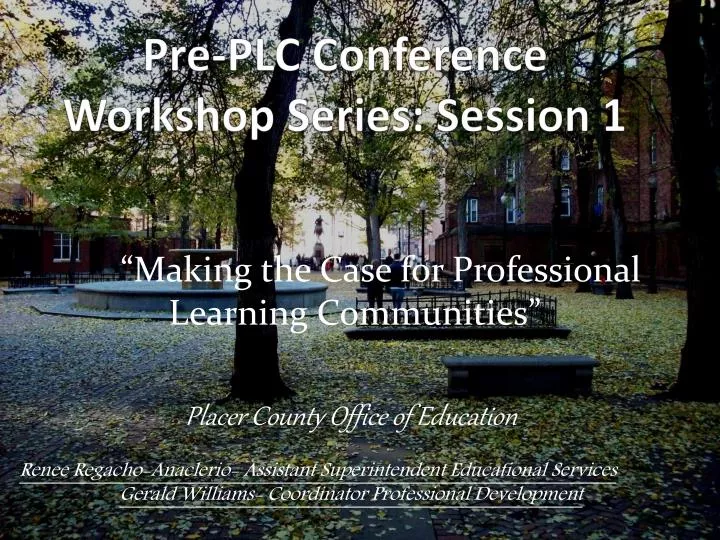 pre plc conference workshop series session 1