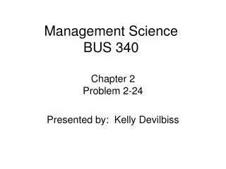 Management Science BUS 340