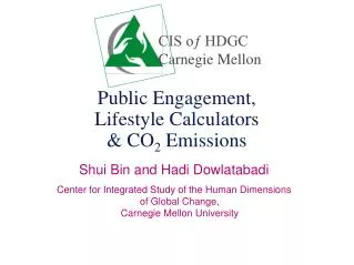 Public Engagement, Lifestyle Calculators &amp; CO 2 Emissions