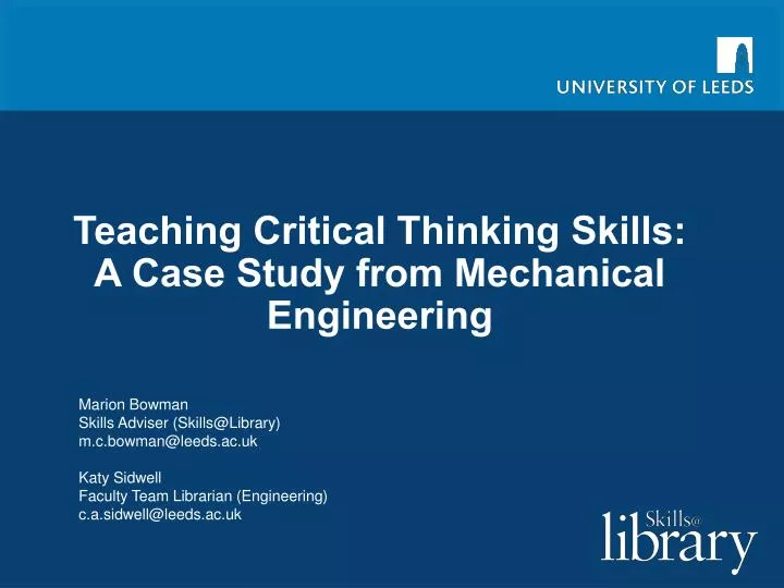 teaching critical thinking skills a case study from mechanical engineering