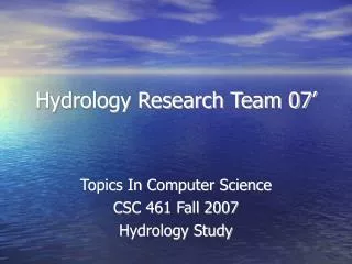Hydrology Research Team 07’