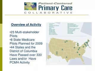 Overview of Activity 23 Multi-stakeholder Pilots 8 State Medicare Pilots Planned for 2009